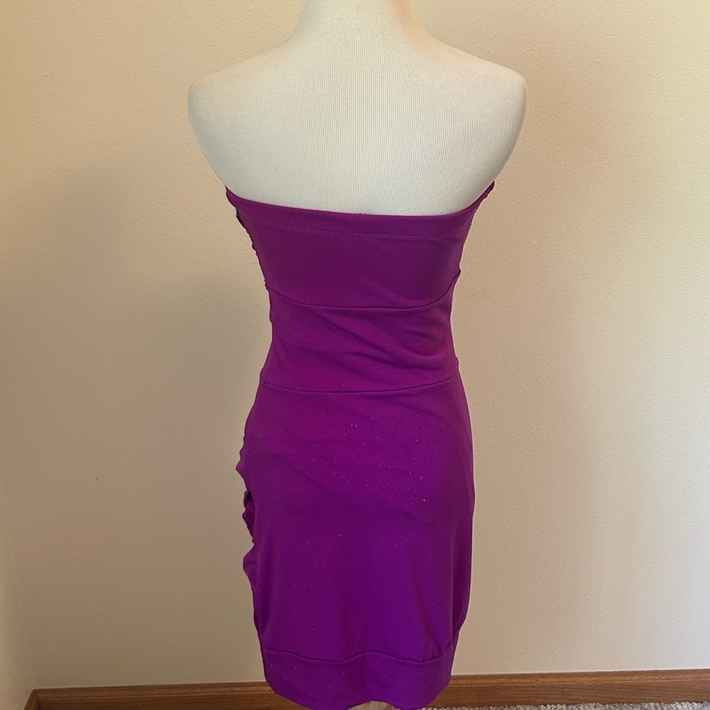 Ruby Rox Purple Sequin Ruched Mini Dress - Picture 6 of 7